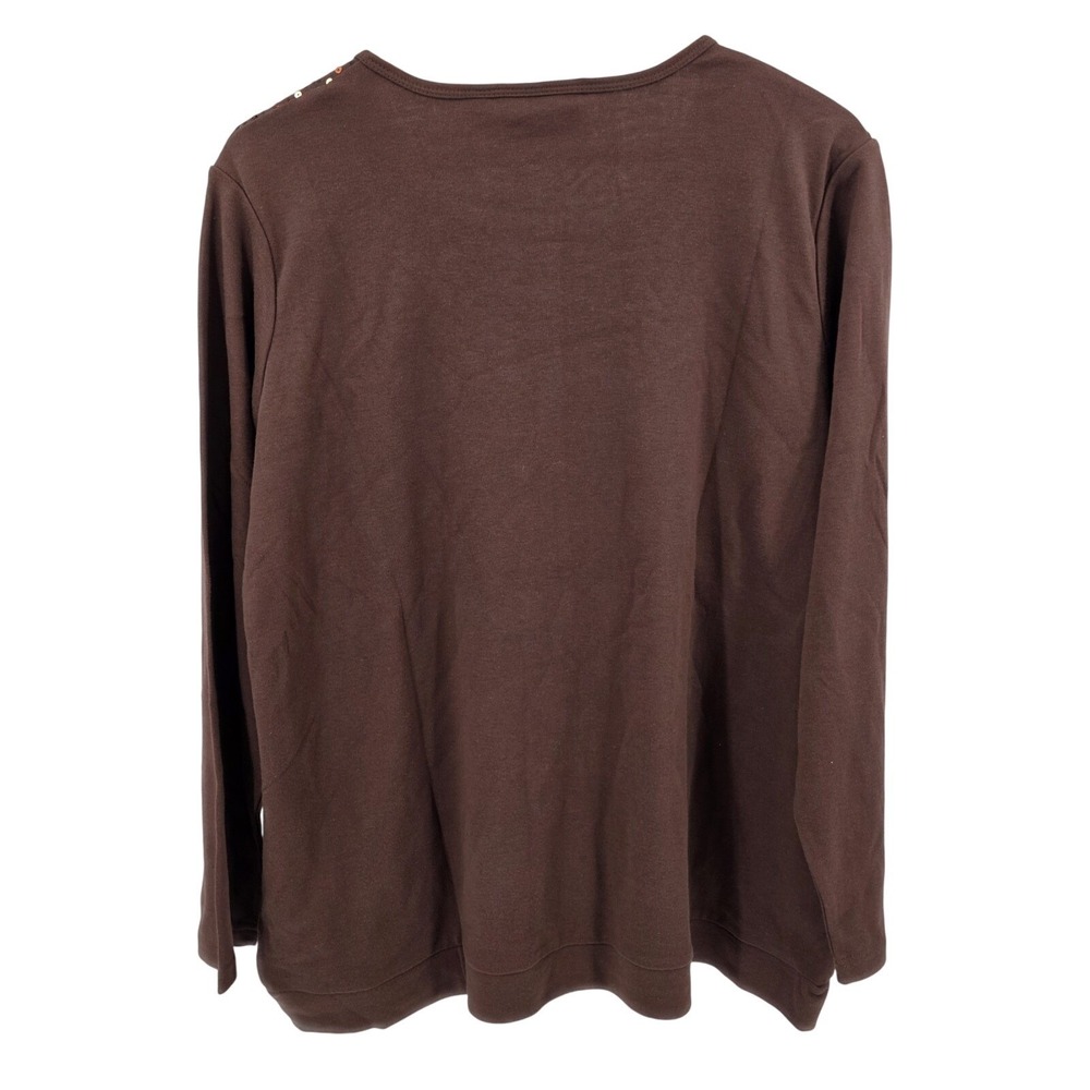 Quacker Factory Brown Sequined 2for1 Cardigan Shell Sweater Layered Look size 1X - Picture 6 of 7